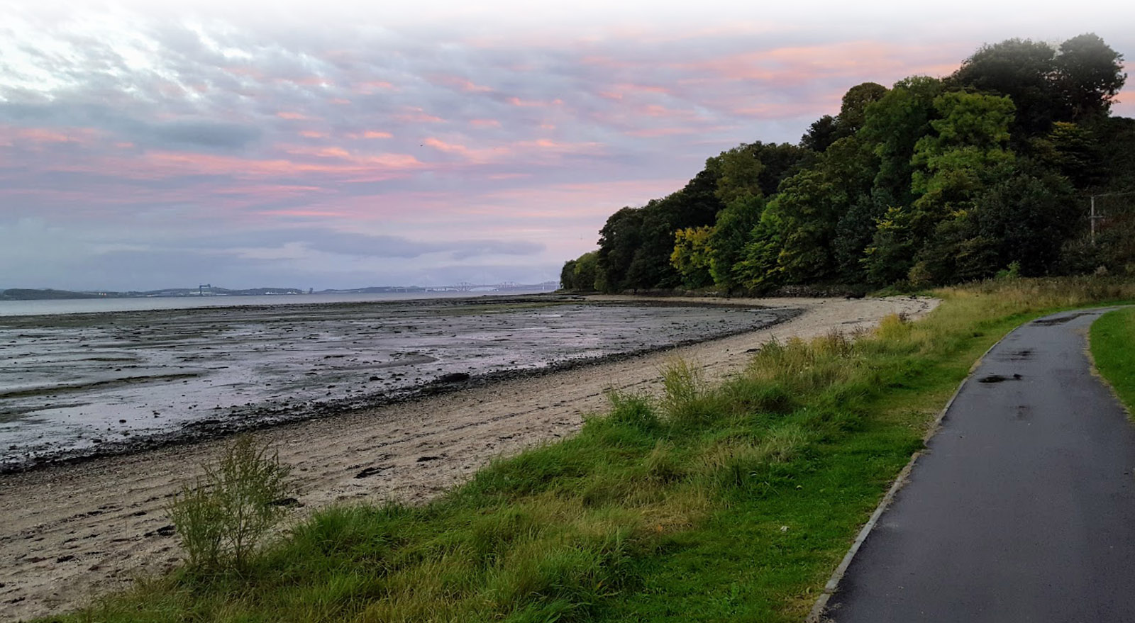 Carriden beach, Bo'ness, looking towards the Forth Bridges.